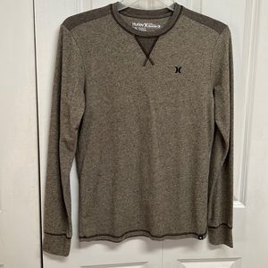 Hurley Brown Tan Crew Neck Cotton Blend Mens Pullover Sweater Size S